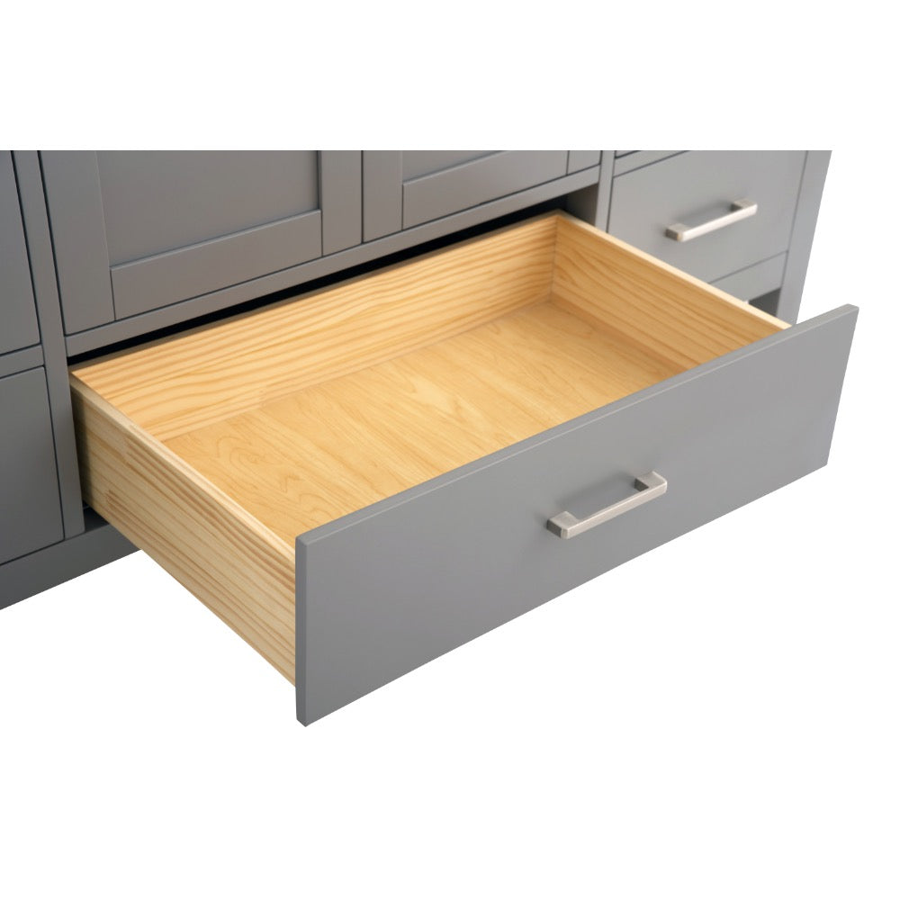 Alya Bath Vanea 60" Single Sink Freestanding Bathroom Vanity in Gray with White Quartz Top