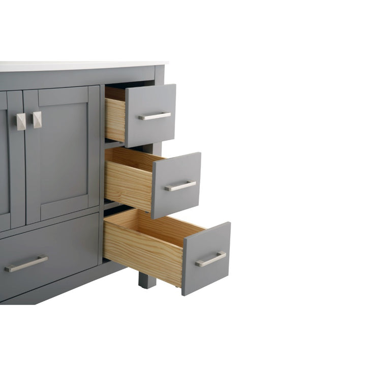 Alya Bath Vanea 48" Single Sink Freestanding Bathroom Vanity in Gray with White Quartz Top