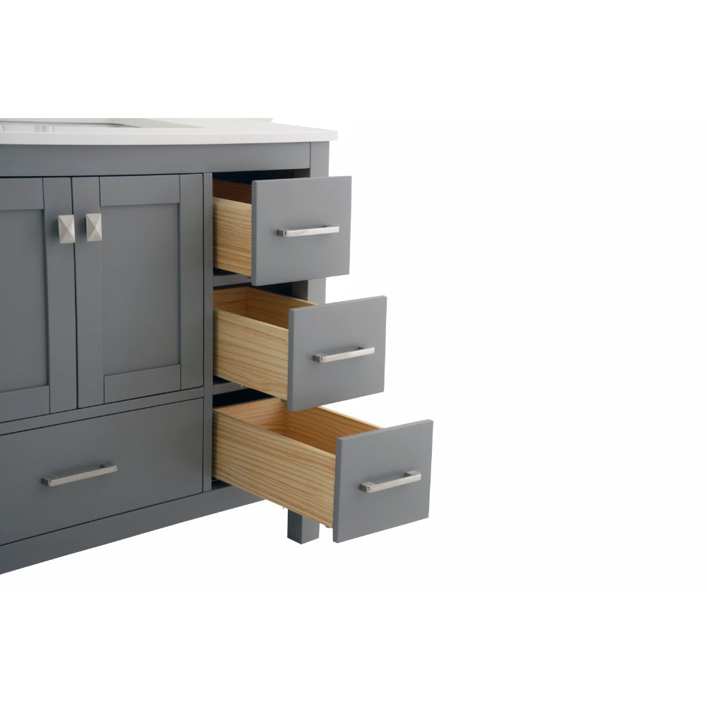 Alya Bath Vanea 36" Single Sink Freestanding Bathroom Vanity in Gray with White Quartz Top