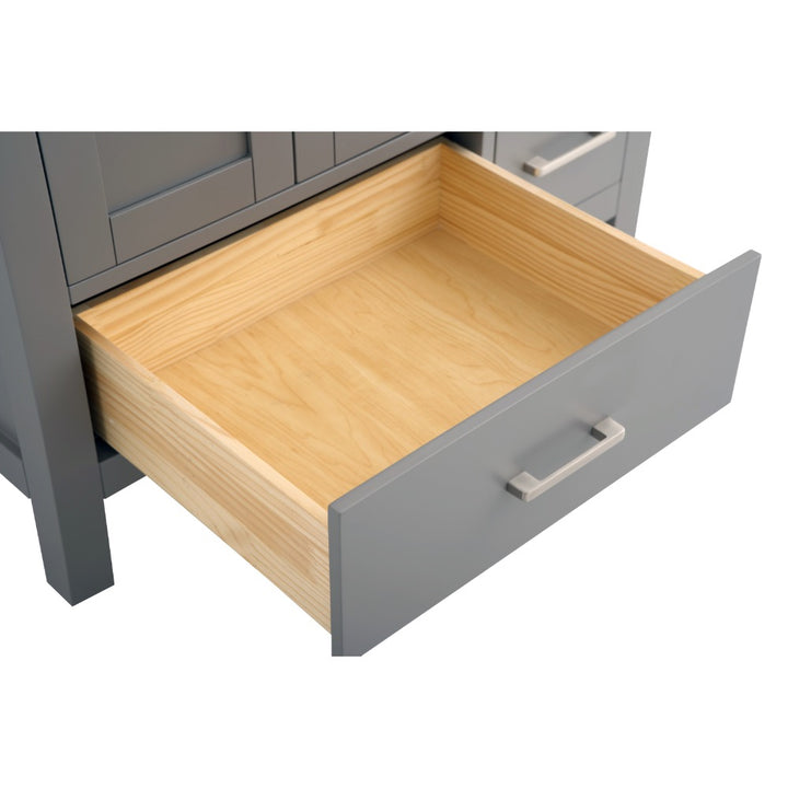 Alya Bath Vanea 36" Single Sink Freestanding Bathroom Vanity in Gray with White Quartz Top