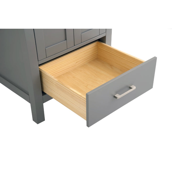 Alya Bath Vanea 24" Single Sink Freestanding Bathroom Vanity in Gray with White Quartz Top