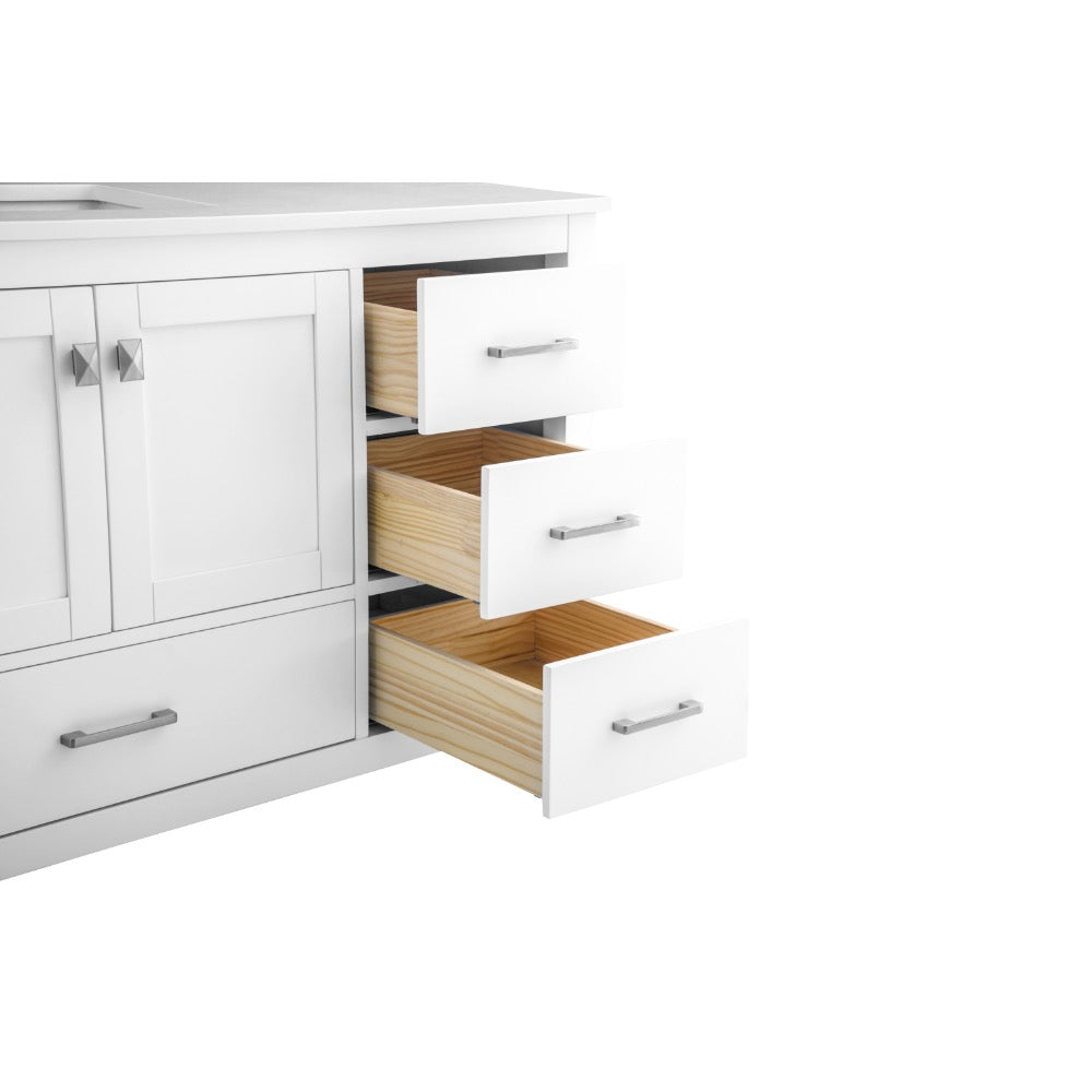 Alya Bath Vanea 60" Single Sink Bathroom Vanity in White with White Quartz Top