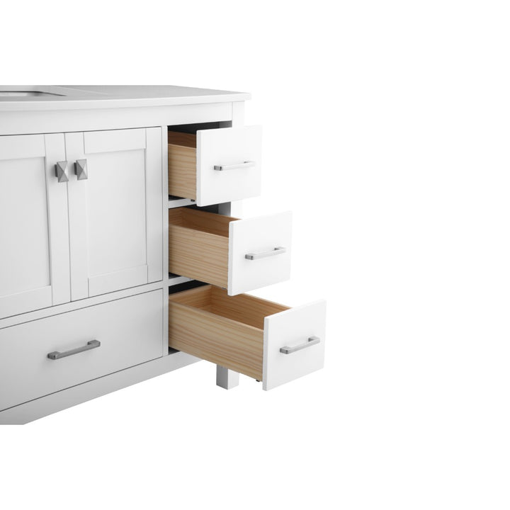 Alya Bath Vanea 48" Single Sink Bathroom Vanity in White with White Quartz Top