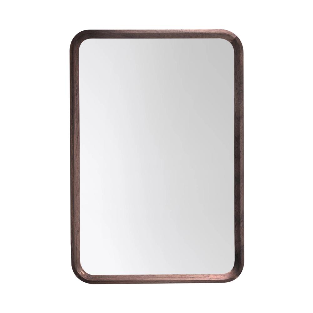 A Vela Mirror with a rectangular shape, rounded corners, and a dark wooden frame is shown against a plain white background.