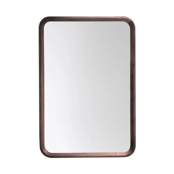 A Vela Mirror with a rectangular shape, rounded corners, and a dark wooden frame is shown against a plain white background.