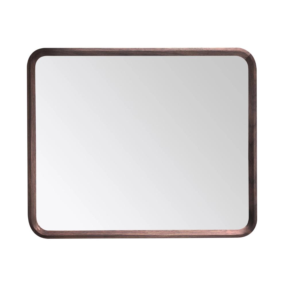 Rectangular Vela Mirrors wall mirror featuring a dark brown wooden frame with rounded corners, displayed against a plain white background.