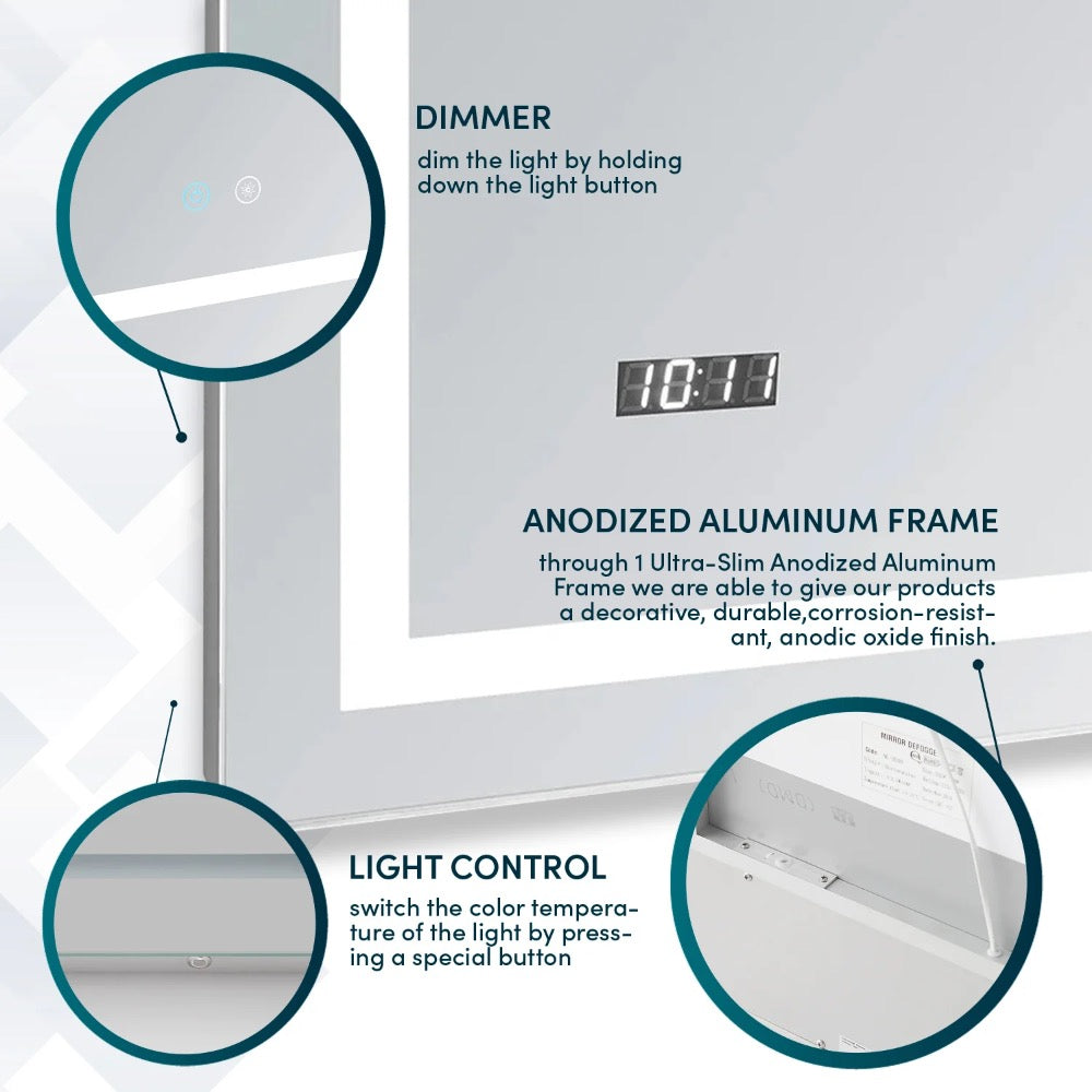 Daytona 60" x 36" LED Bathroom Mirror, Anti-Fog