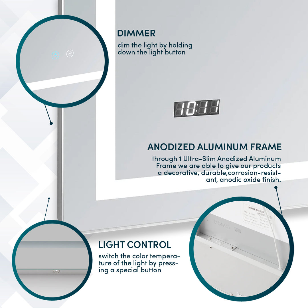 Daytona 24" x 30" LED Bathroom Mirror, Anti-Fog