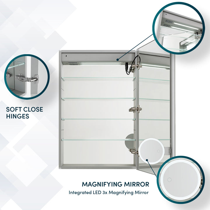 Edge Royale 20" x 32" Right Hinge LED Lighted Medicine Cabinet