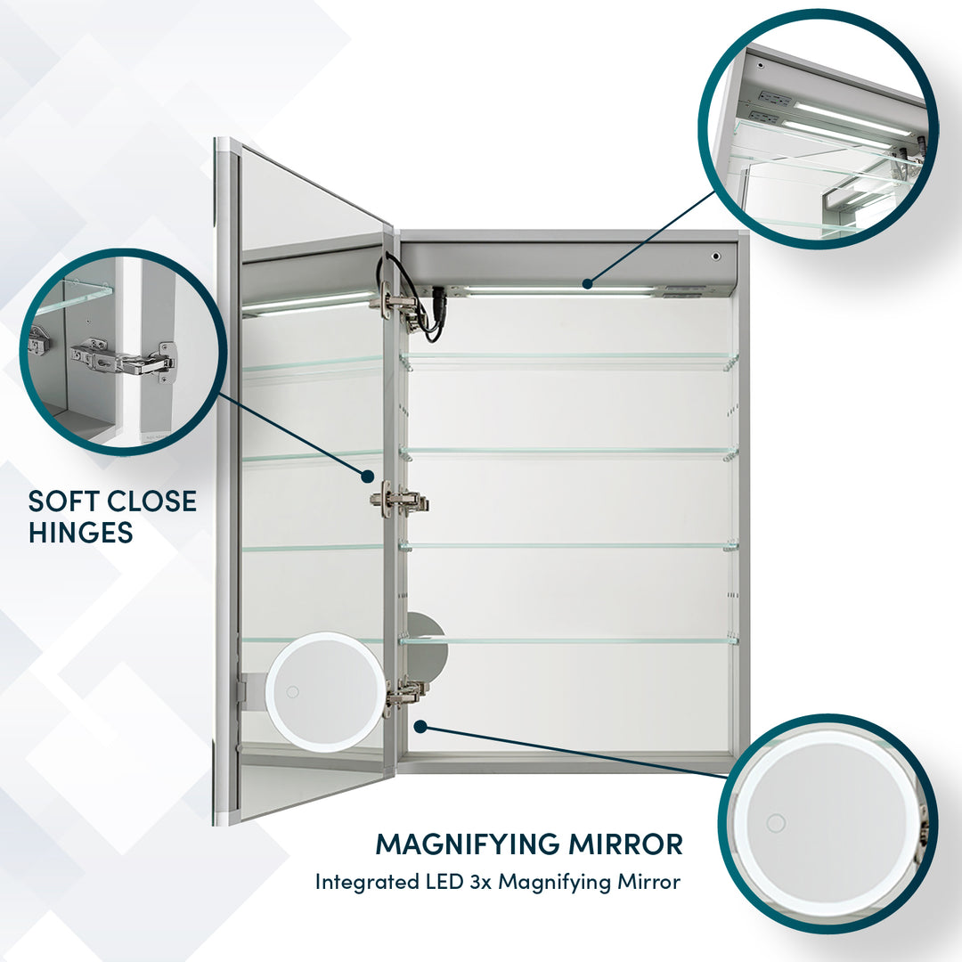 Edge Royale 24" x 32" Left Hinge LED Lighted Medicine Cabinet