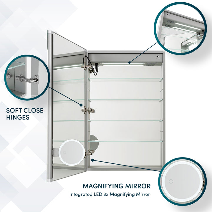 Edge Royale 24" x 32" Left Hinge LED Lighted Medicine Cabinet