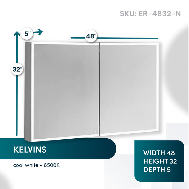 Edge Royale 48" x 32" LED Lighted Medicine Cabinet