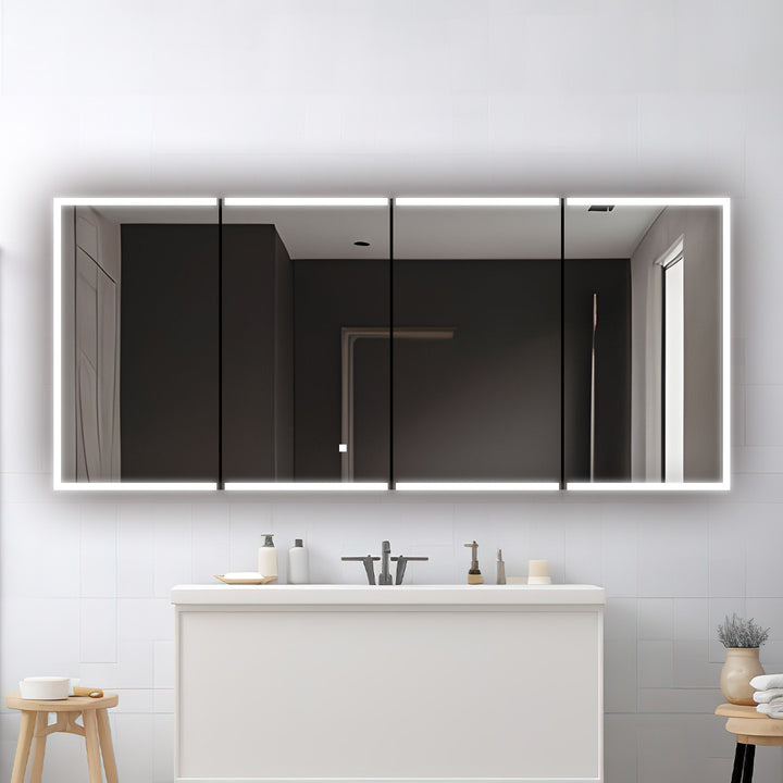 Edge Royale 72" x 32" LED Lighted Four Door Medicine Cabinet
