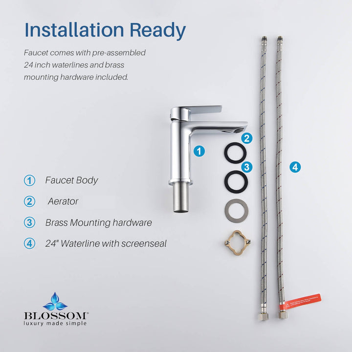 Single-Handle Single-Hole Bathroom Faucet in 102