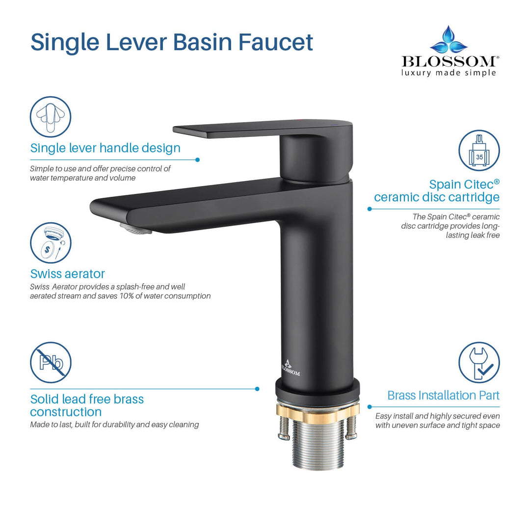 Single-Handle Single-Hole Bathroom Faucet in 102
