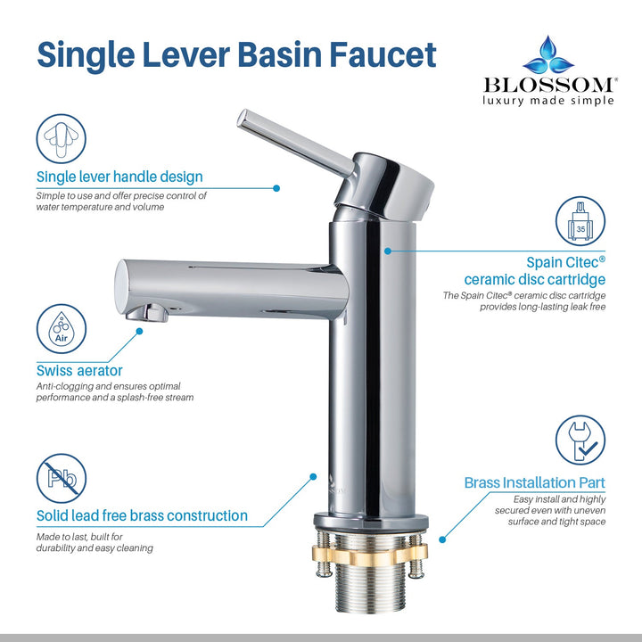 Single-Handle Single-Hole Bathroom Faucet in 116