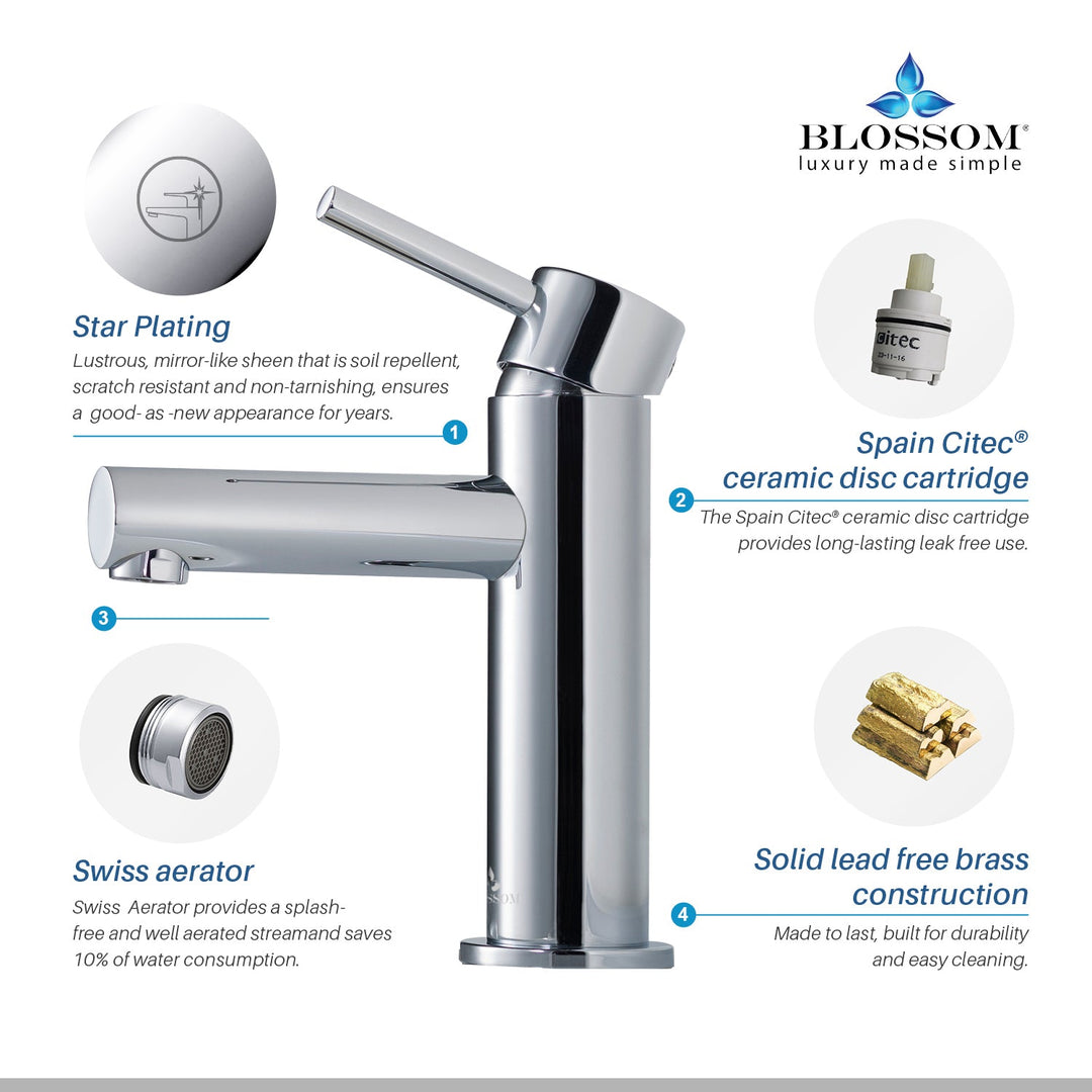 Single-Handle Single-Hole Bathroom Faucet in 116