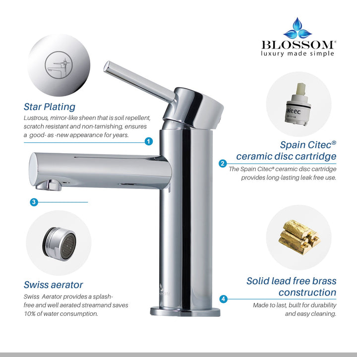Single-Handle Single-Hole Bathroom Faucet in 116