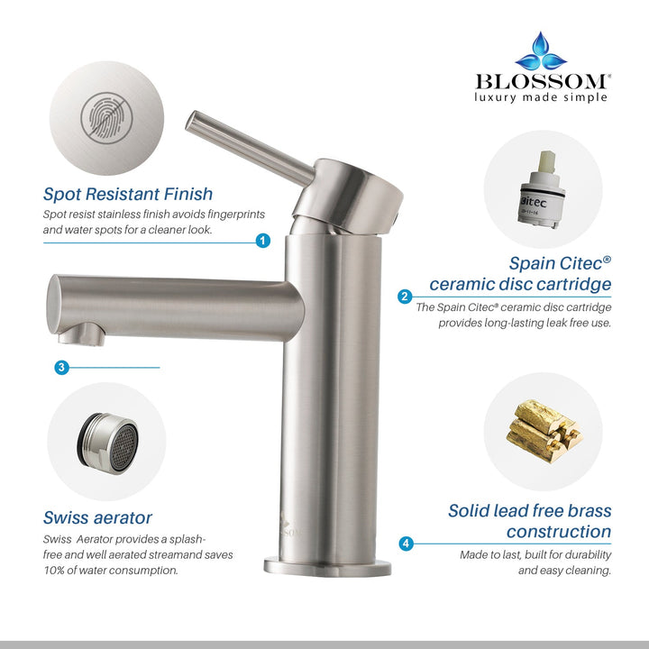 Single-Handle Single-Hole Bathroom Faucet in 116