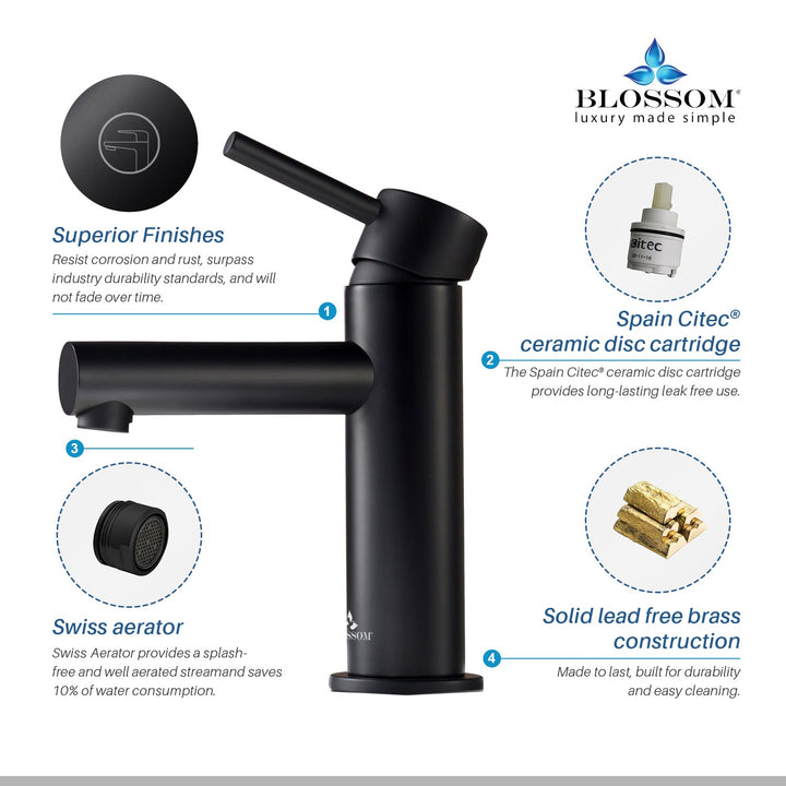 Single-Handle Single-Hole Bathroom Faucet in 116