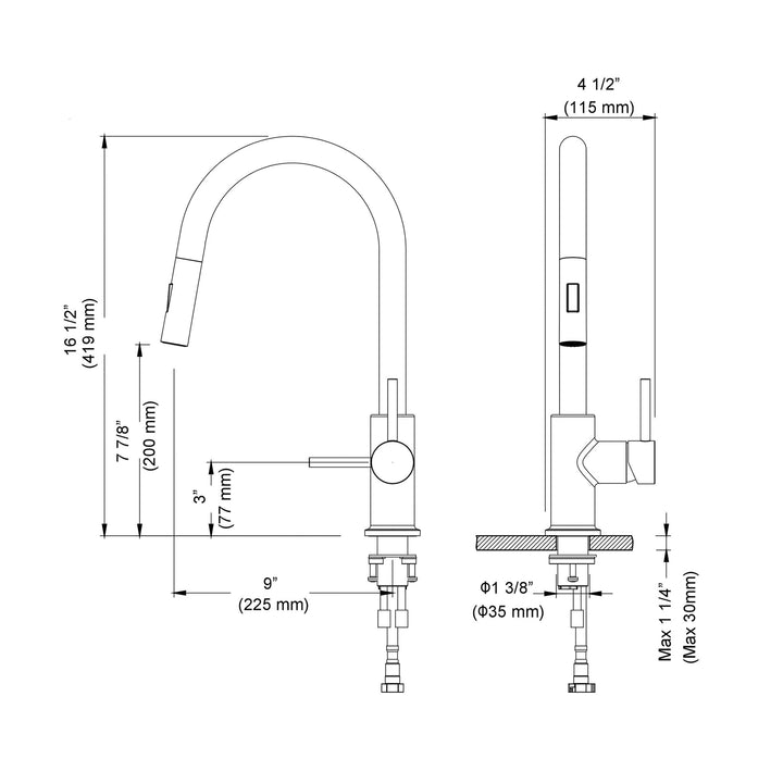 Single-Handle Pull-Down Kitchen Faucet in 206
