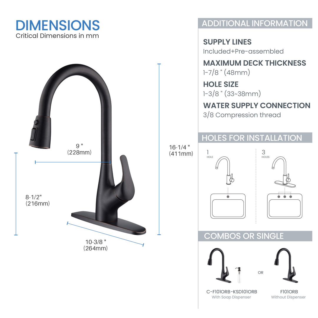Value Collection Single-Handle Pull-Down Kitchen Faucet in F101ORB