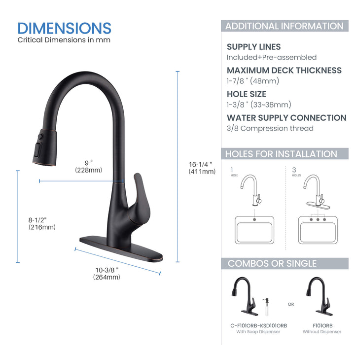 Value Collection Single-Handle Pull-Down Kitchen Faucet in F101ORB
