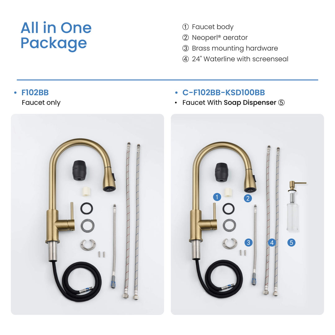 Value Collection Single-Handle Pull-Down Kitchen Faucet in F102