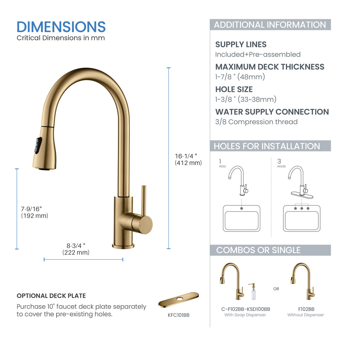 Value Collection Single-Handle Pull-Down Kitchen Faucet in F102