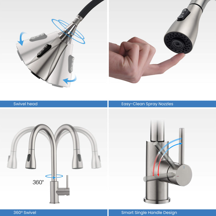 Value Collection Single-Handle Pull-Down Kitchen Faucet in F102