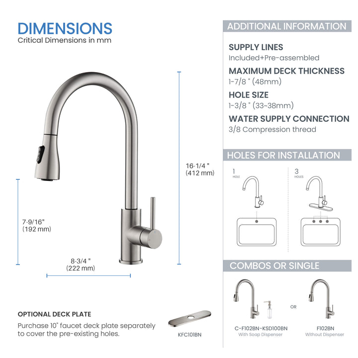 Value Collection Single-Handle Pull-Down Kitchen Faucet in F102