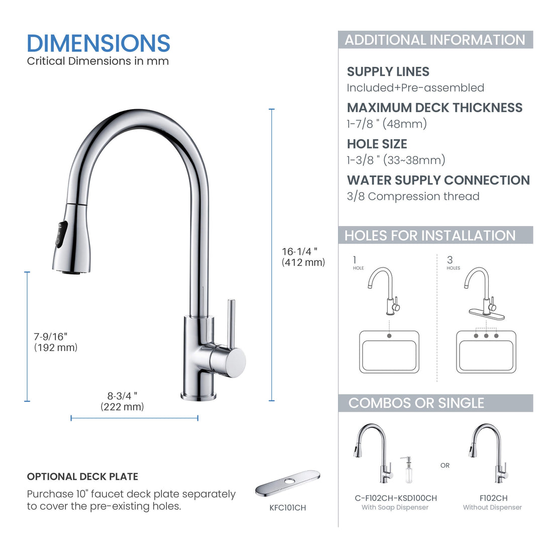 Value Collection Single-Handle Pull-Down Kitchen Faucet in F102