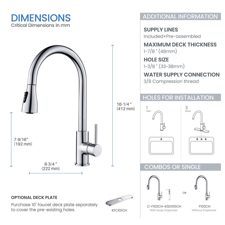 Value Collection Single-Handle Pull-Down Kitchen Faucet in F102