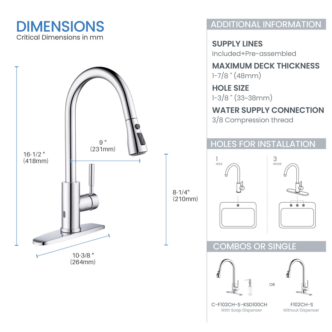 Value Collection Single-Handle Pull-Down Kitchen Faucet with Touch Sensor