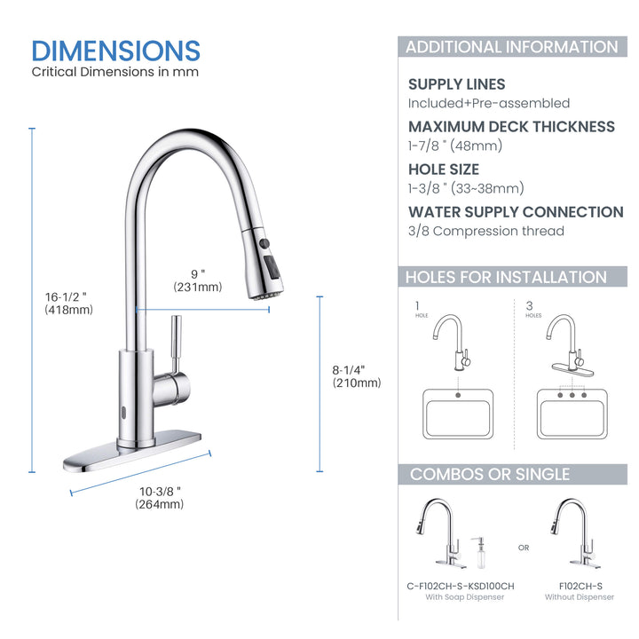 Value Collection Single-Handle Pull-Down Kitchen Faucet with Touch Sensor