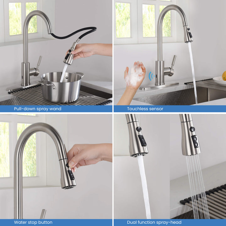Value Collection Single-Handle Pull-Down Kitchen Faucet with Touch Sensor
