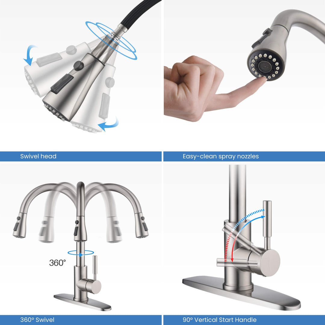 Value Collection Single-Handle Pull-Down Kitchen Faucet with Touch Sensor