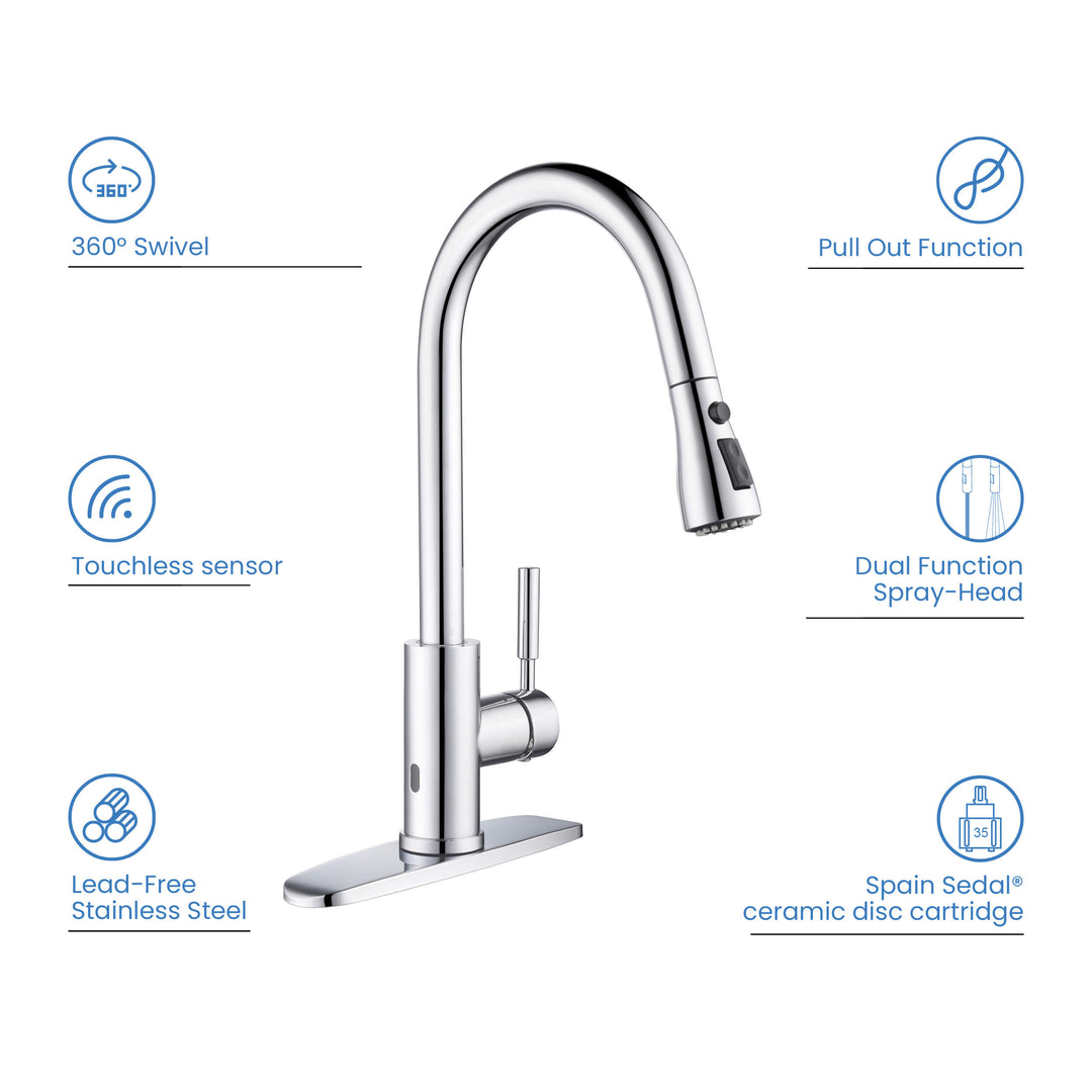 Value Collection Single-Handle Pull-Down Kitchen Faucet with Touch Sensor