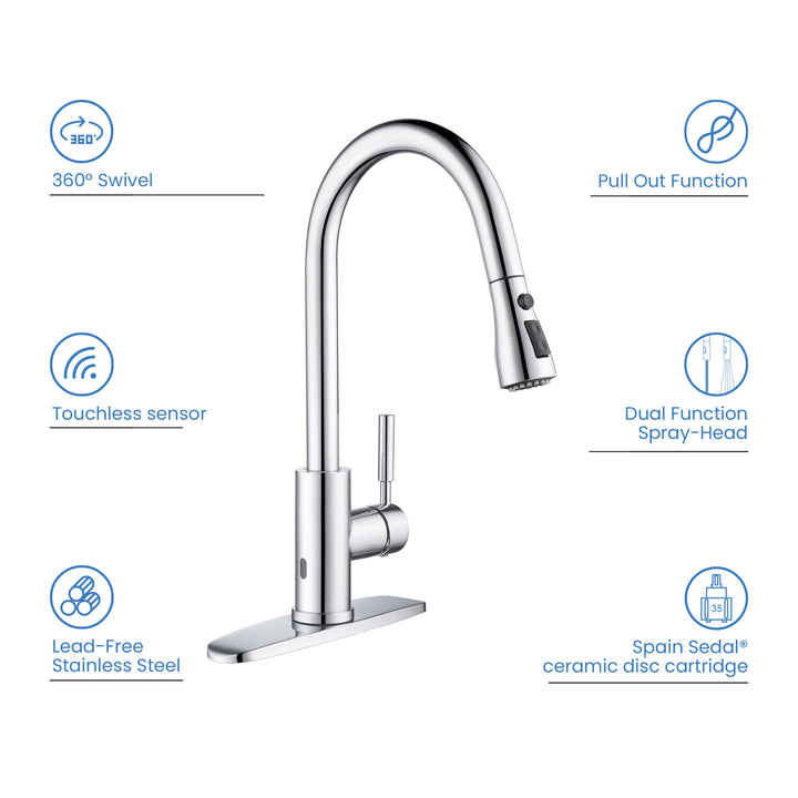 Value Collection Single-Handle Pull-Down Kitchen Faucet with Touch Sensor