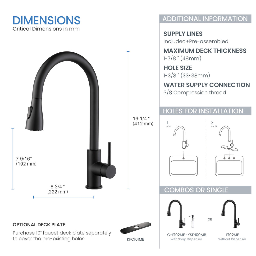 Value Collection Single-Handle Pull-Down Kitchen Faucet in F102