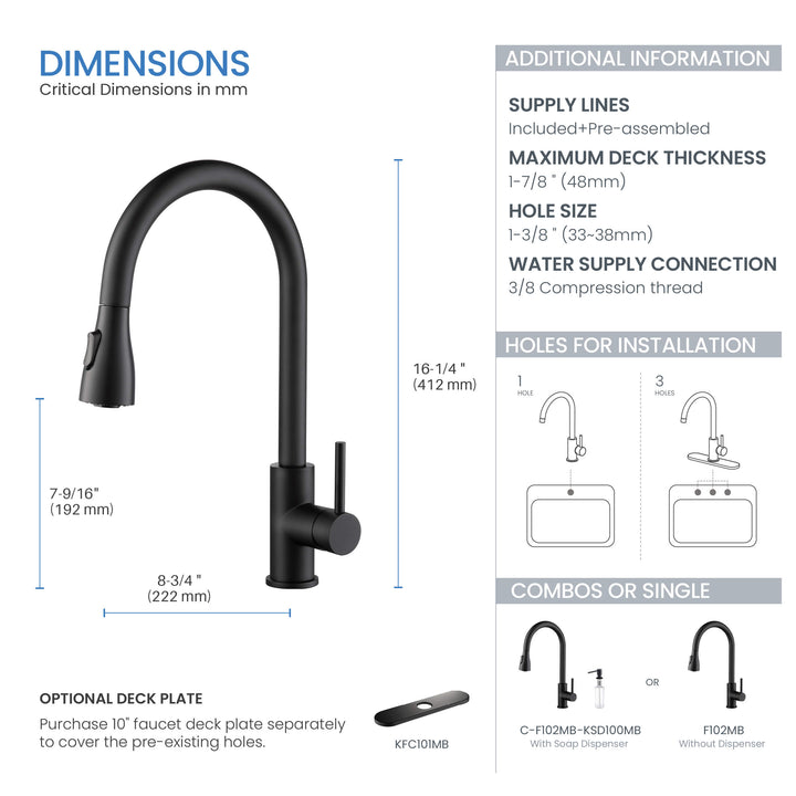 Value Collection Single-Handle Pull-Down Kitchen Faucet in F102