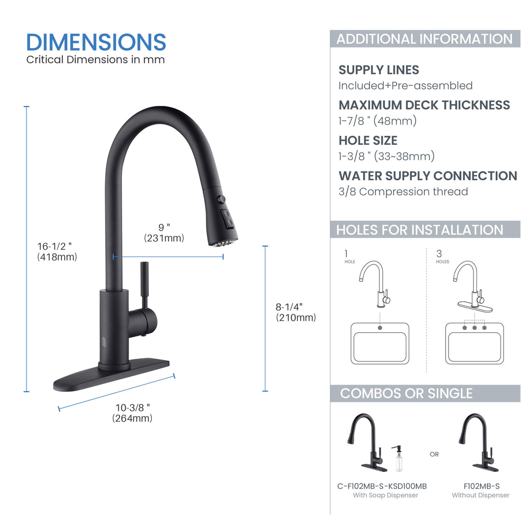 Value Collection Single-Handle Pull-Down Kitchen Faucet with Touch Sensor