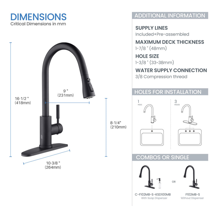 Value Collection Single-Handle Pull-Down Kitchen Faucet with Touch Sensor