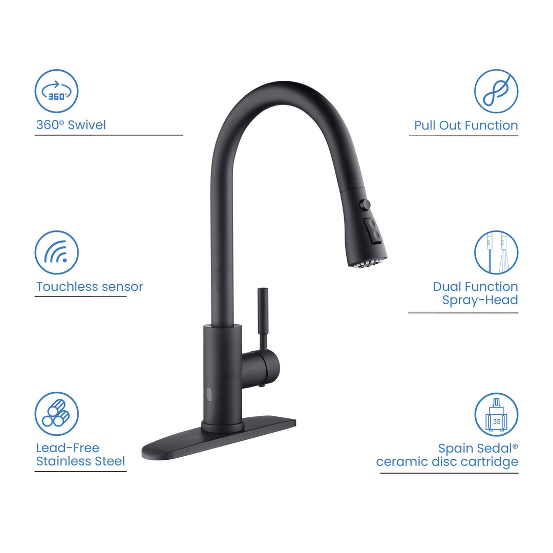 Value Collection Single-Handle Pull-Down Kitchen Faucet with Touch Sensor