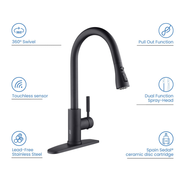 Value Collection Single-Handle Pull-Down Kitchen Faucet with Touch Sensor