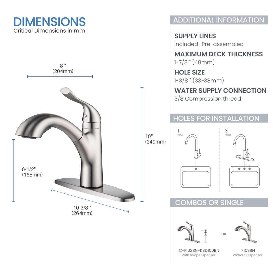 Value Collection Single-Handle Pull-Out Kitchen Faucet