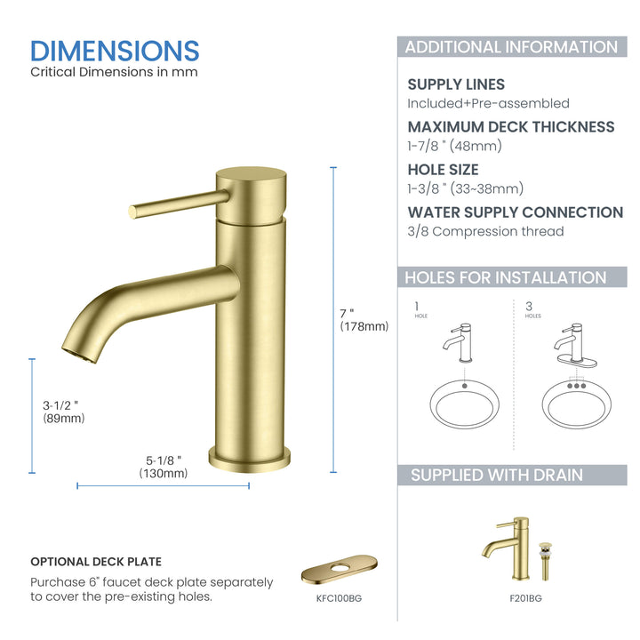 Value Collection Single-Handle Single-Hole Bathroom Faucet with Pop-Up Drain in F201