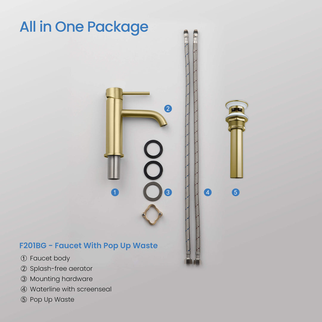 Value Collection Single-Handle Single-Hole Bathroom Faucet with Pop-Up Drain in F201