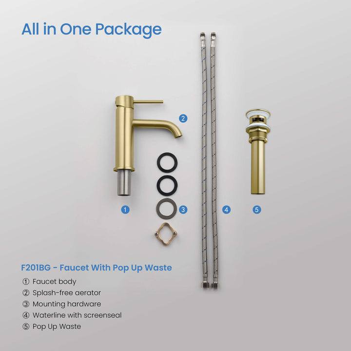 Value Collection Single-Handle Single-Hole Bathroom Faucet with Pop-Up Drain in F201