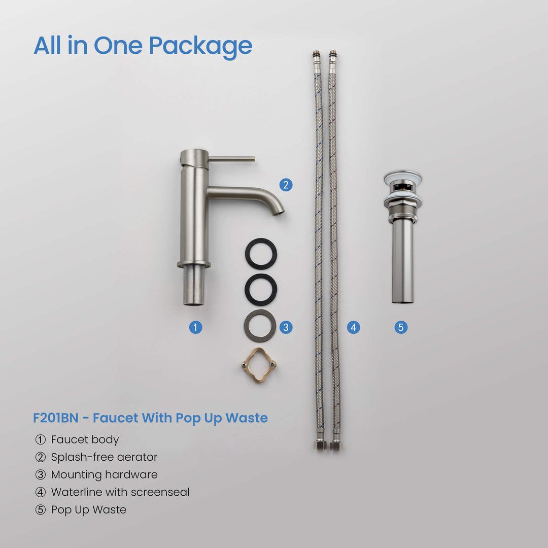 Value Collection Single-Handle Single-Hole Bathroom Faucet with Pop-Up Drain in F201